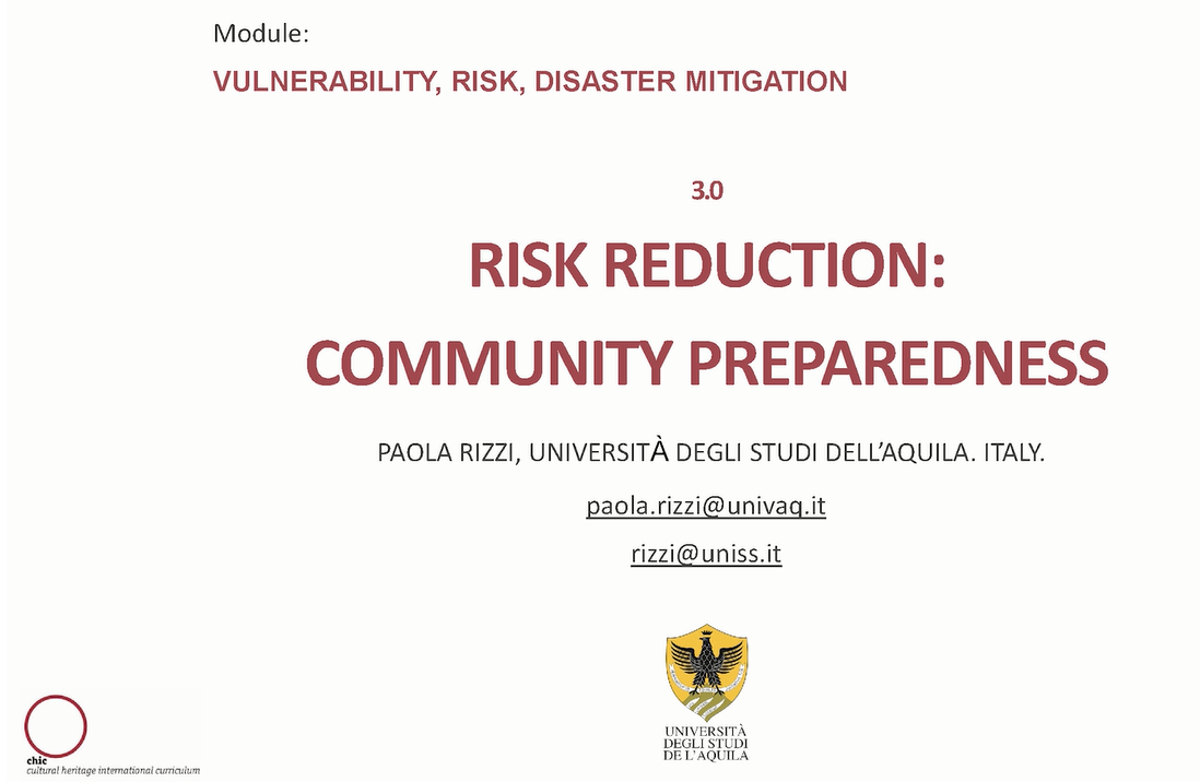 3.0. Risk Reduction: Community Preparedness